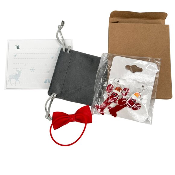 Rarelove Christmas Lobster Earrings Gift Set With Card Red Bow NWB - Picture 3 of 9